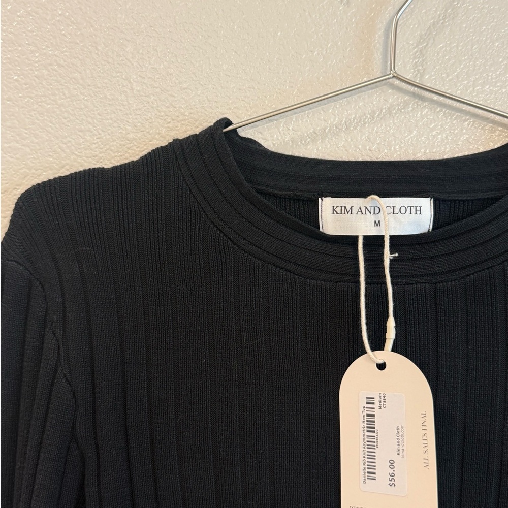 Black Ribbed Long Sleeve Top - Picture 5 of 8